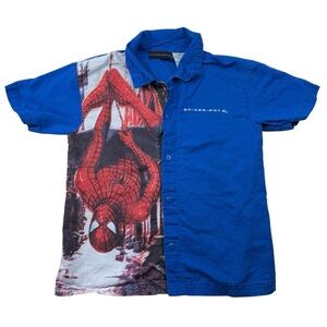 Vintage Y2K Spider Man 2 Button Down Shirt Marvel Comics 90s Youth 7 Embroidered